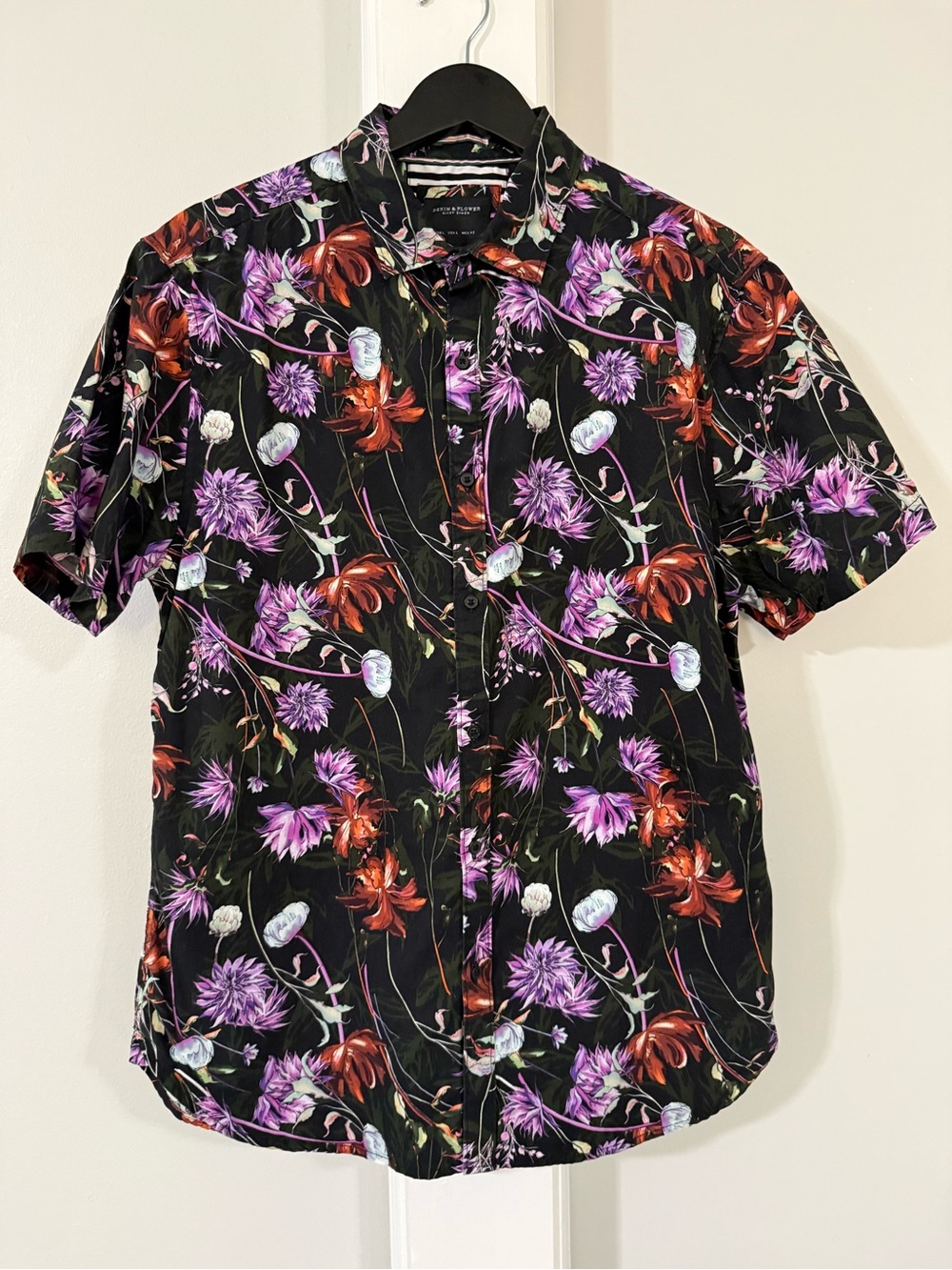 Ricky Singh for Denim & Flower Unisex100% Cotton Short-Sleeve Button-Up Shirt, L